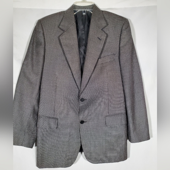CANALI SAKS FIFTH AVENUE GRAY HOUNDSTOOTH SUIT BLAZER SIZE 50 R EUROPE 40 R USA - Picture 1 of 9
